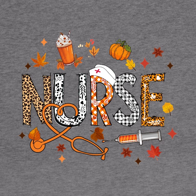 Retro Autumn Pumpkin Fall Nurse Life Thanksgiving Nurse by James Green